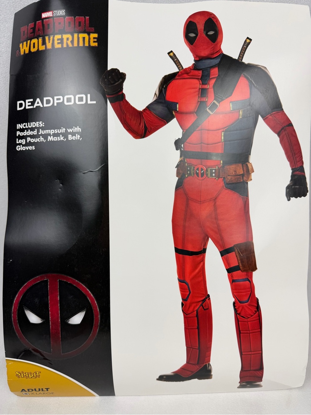 Spirit Halloween Adult Deadpool Costume Size XL Mask + Gloves + Belt + Leg Pouch - Picture 1 of 8